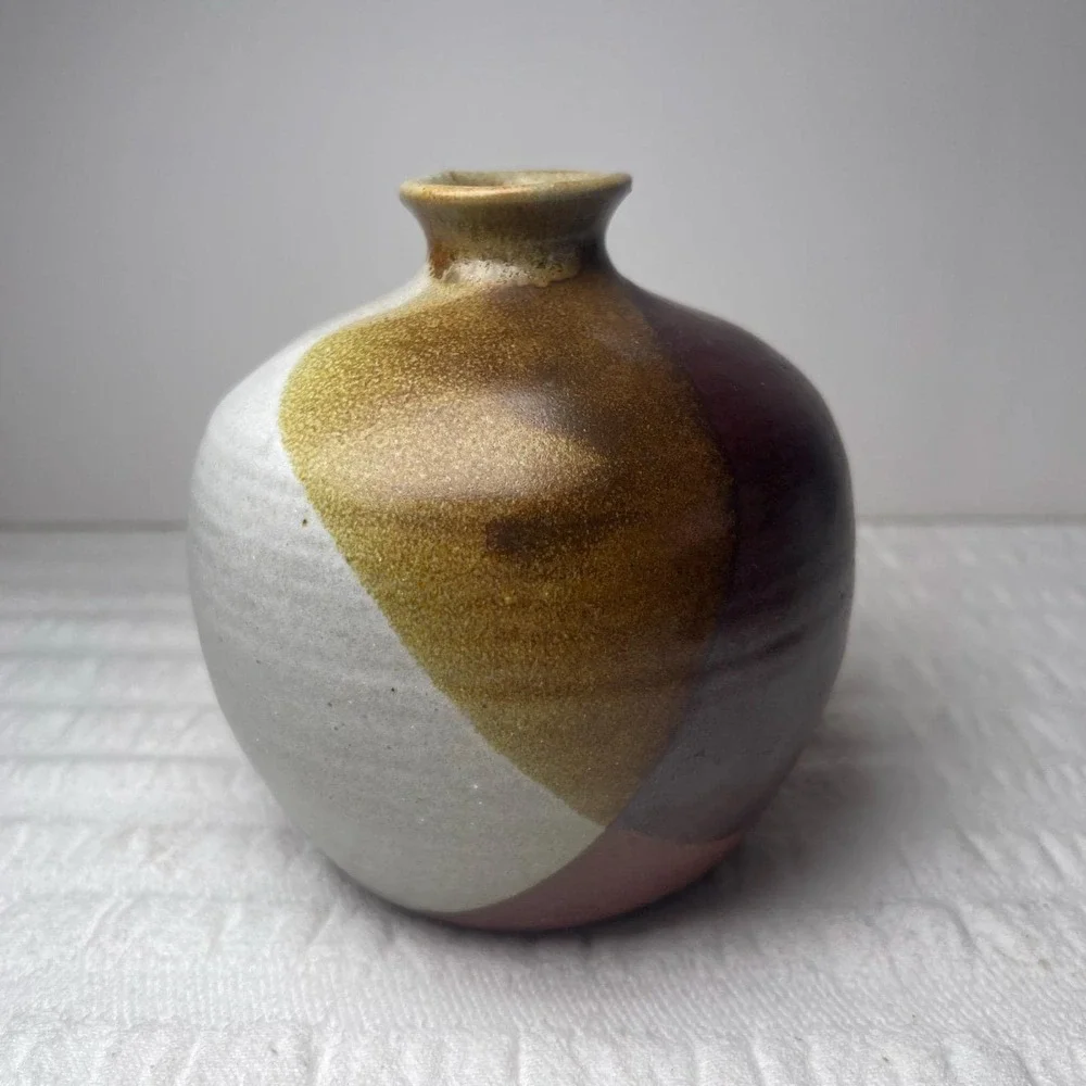 Vintage MCM Robert Maxwell 1960s Ceramic Art Pottery Bus Weed Vase 4 1/2in